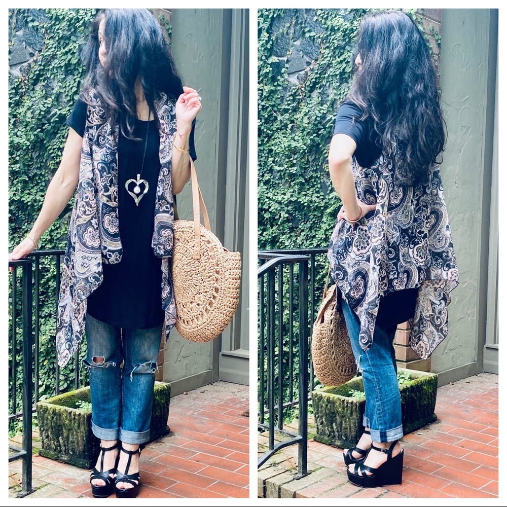 ✨LAST ONE✨Floral print open waterfall vest - Picture 6 of 11